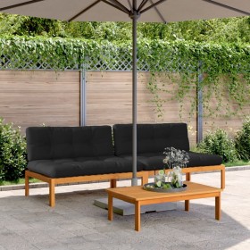 Sofás centrales de palets jardín y cojines 2 uds madera acacia de , Sofás de exterior - Ref: Foro24-3209484, Precio: 416,53 €