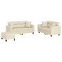 Juego de sofás con cojines 3 piezas cuero sintético color crema by , Sofas - Ref: Foro24-3202378, Price: 591,28 €, Discount: %