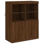 Aparador con luces LED roble marrón 81x37x100 cm by , Sideboards - Ref: Foro24-836678, Price: 117,77 €, Discount: %