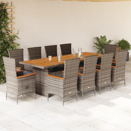 Set de comedor de jardín 11 pzas y cojines ratán sintético gris by , Garden sets - Ref: Foro24-3277552, Price: 1,00 €, Discou...