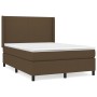 Cama box spring con colchón tela marrón oscuro 140x200 cm