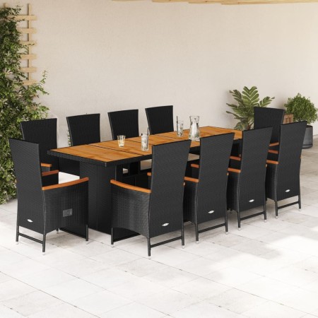Set de comedor jardín 11 pzas con cojines ratán sintético negro by , Garden sets - Ref: Foro24-3277527, Price: 1,00 €, Discou...