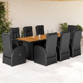 Set de comedor de jardín 9 pzas y cojines ratán sintético negro by , Garden sets - Ref: Foro24-3277635, Price: 1,00 €, Discou...