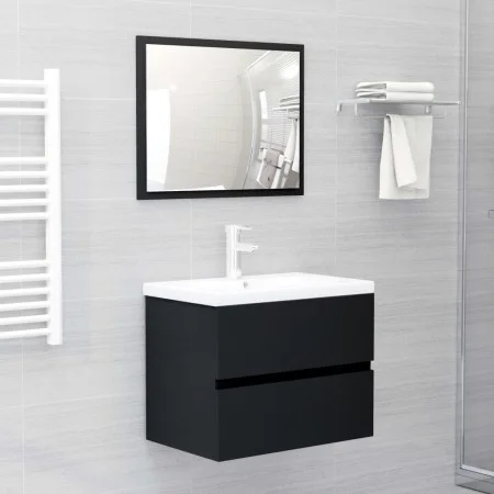 Badmöbelset aus schwarzem Holzwerkstoff von vidaXL, Badezimmermöbel - Ref: Foro24-3071676, Preis: 190,54 €, Rabatt: %