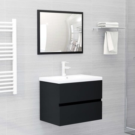 Badmöbelset aus schwarzem Holzwerkstoff von vidaXL, Badezimmermöbel - Ref: Foro24-3071676, Preis: 201,48 €, Rabatt: %