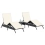 Tumbonas con cojines 2 unidades ratán sintético negro by , Loungers - Ref: Foro24-3261578, Price: 279,73 €, Discount: %