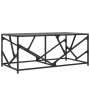 Mesa de centro de acero superficie de vidrio negra 98,5x50x41cm