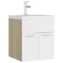Mueble con lavabo aglomerado blanco y roble Sonoma de vidaXL, Tocadores de baño - Ref: Foro24-3071266, Precio: 153,00 €, Desc...