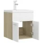 Mueble con lavabo aglomerado blanco y roble Sonoma de vidaXL, Tocadores de baño - Ref: Foro24-3071266, Precio: 153,00 €, Desc...