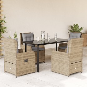 Set comedor de jardín 5 pzas con cojines ratán sintético beige by , Garden sets - Ref: Foro24-3262877, Price: 530,26 €, Disco...
