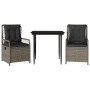 Set comedor de jardín 3 piezas con cojines ratán sintético gris von , Gartensets - Ref: Foro24-3262985, Preis: 297,30 €, Raba...
