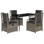 Set comedor de jardín 5 piezas con cojines ratán sintético gris by , Garden sets - Ref: Foro24-3262987, Price: 505,80 €, Disc...