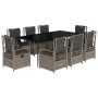 Set comedor jardín 9 pzas y cojines ratán sintético gris by , Garden sets - Ref: Foro24-3262991, Price: 1,00 €, Discount: %