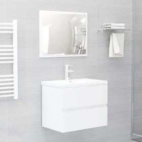 Badmöbel-Set weiß glänzend Holzwerkstoff von vidaXL, Badezimmermöbel - Ref: Foro24-3071591, Preis: 154,96 €, Rabatt: %