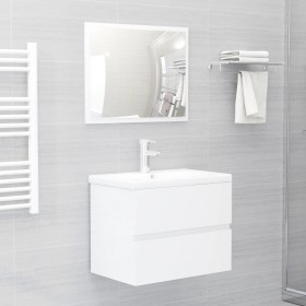 Badmöbel-Set weiß glänzend Holzwerkstoff von vidaXL, Badezimmermöbel - Ref: Foro24-3071591, Preis: 156,16 €, Rabatt: %