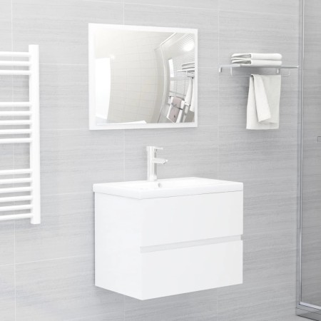 Badmöbel-Set weiß glänzend Holzwerkstoff von vidaXL, Badezimmermöbel - Ref: Foro24-3071591, Preis: 156,16 €, Rabatt: %