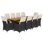 Set de mesa y sillas de jardín 11 pzas y cojines ratán PE negro by , Garden sets - Ref: Foro24-3277256, Price: 1,00 €, Discou...