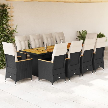 Set de mesa y sillas de jardín 11 pzas y cojines ratán PE negro von , Gartensets - Ref: Foro24-3277268, Preis: 1,00 €, Rabatt: %