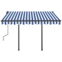 Toldo retráctil automático con postes azul y blanco 3,5x2,5 m by , Awnings - Ref: Foro24-3070126, Price: 487,11 €, Discount: %