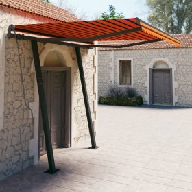 Toldo retráctil automático con postes naranja y marrón 3,5x2,5m by , Awnings - Ref: Foro24-3070130, Price: 476,75 €, Discount: %