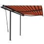 Toldo retráctil automático con postes naranja y marrón 3,5x2,5m by , Awnings - Ref: Foro24-3070130, Price: 476,75 €, Discount: %