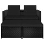 Set de muebles de jardín 3 pzas y cojines ratán sintético negro