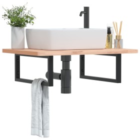 Soportes estante de lavabo 2 uds rectangular acero negro de , Soportes y travesaños - Ref: Foro24-4007273, Precio: 37,99 €, D...