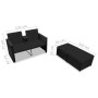 Set de muebles de jardín 3 pzas y cojines ratán sintético negro
