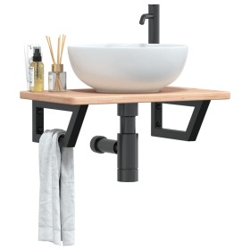Estante de lavabo de pared de acero y madera maciza de roble von , Badezimmerwaschtische - Ref: Foro24-3302335, Preis: 72,09 ...