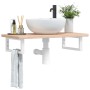Estante de lavabo de pared de acero y madera maciza de roble by , bathroom vanities - Ref: Foro24-3302328, Price: 74,97 €, Di...