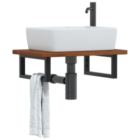 Estante de lavabo de pared de acero y madera maciza de roble von , Badezimmerwaschtische - Ref: Foro24-3302349, Preis: 75,19 ...