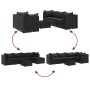 Set muebles de jardín 6 piezas y cojines ratán sintético negro