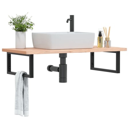Estante de lavabo de pared de acero y madera maciza de haya by , bathroom vanities - Ref: Foro24-3302433, Price: 116,98 €, Di...