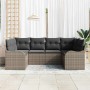 Conjunto de sofá de jardín con cojín 6 pcs Gris Poliratán