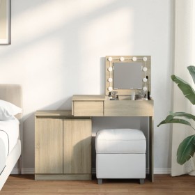 Tocador con luces LED color roble Sonoma 115x37x110,5 cm by , Bedroom Dressers - Ref: Foro24-848229, Price: 118,85 €, Discoun...