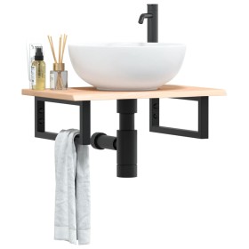 Estante de lavabo de pared de acero y madera maciza de roble by , bathroom vanities - Ref: Foro24-3302541, Price: 60,09 €, Di...