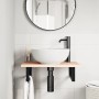 Estante de lavabo de pared de acero y madera maciza de roble