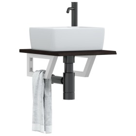 Estante de lavabo de pared de acero y madera maciza de roble von , Badezimmerwaschtische - Ref: Foro24-3302574, Preis: 59,64 ...
