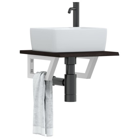 Estante de lavabo de pared de acero y madera maciza de roble von , Badezimmerwaschtische - Ref: Foro24-3302574, Preis: 59,64 ...