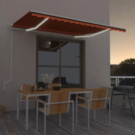 Automatic awning LED wind sensor orange brown 450x300 cm by vidaXL, Awnings - Ref: Foro24-3068935, Price: 580,42 €, Discount: %