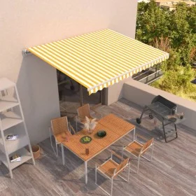 Yellow and white manual retractable awning 450x300 cm by vidaXL, Awnings - Ref: Foro24-3068918, Price: 376,83 €, Discount: %
