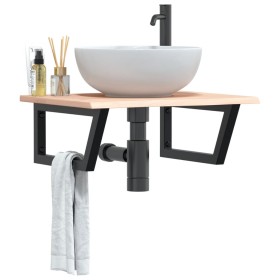 Estante de lavabo de pared de acero y madera maciza de roble von , Badezimmerwaschtische - Ref: Foro24-3302595, Preis: 72,89 ...