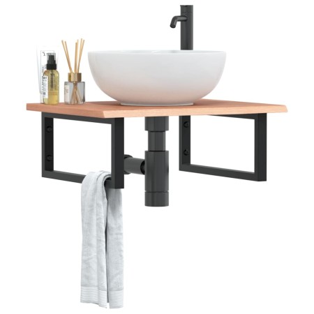 Estante de lavabo de pared de acero y madera maciza de roble by , bathroom vanities - Ref: Foro24-3302605, Price: 91,49 €, Di...