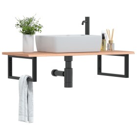 Estante de lavabo de pared de acero y madera maciza de roble by , bathroom vanities - Ref: Foro24-3302613, Price: 125,04 €, D...
