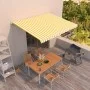 Toldo retráctil manual amarillo y blanco 400x350 cm de vidaXL, Toldos - Ref: Foro24-3068978, Precio: 337,40 €, Descuento: %