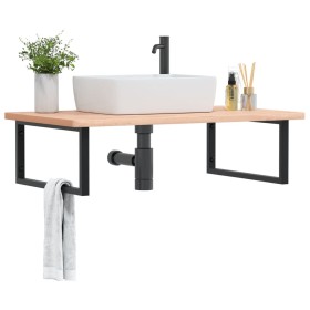 Estante de lavabo de pared de acero y madera maciza de haya von , Badezimmerwaschtische - Ref: Foro24-3302517, Preis: 130,18 ...