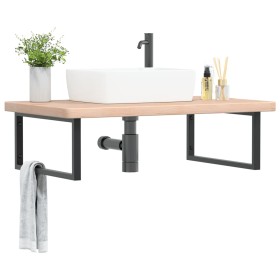 Estante de lavabo de pared de acero y madera maciza de roble by , bathroom vanities - Ref: Foro24-3302473, Price: 160,30 €, D...