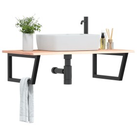 Estante de lavabo de pared de acero y madera maciza de roble by , bathroom vanities - Ref: Foro24-3302639, Price: 116,12 €, D...
