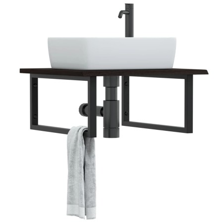 Estante de lavabo de pared de acero y madera maciza de roble von , Badezimmerwaschtische - Ref: Foro24-3302653, Preis: 76,38 ...