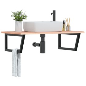 Estante de lavabo de pared de acero y madera maciza de roble von , Badezimmerwaschtische - Ref: Foro24-3302651, Preis: 100,31...